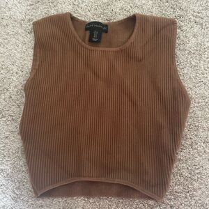 House of Harlow 1960 Women's Brown Ribbed Top